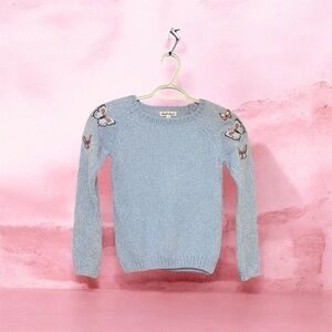 Derek Heart Light Blue Textured Sweater